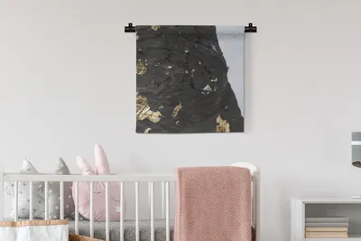 Produktbild von MuchoWow® Wandteppich Wandbehang Marmor - Schwarz - Gold 60x60 cm Tapisserie Dekoration Wandtuch - Dekorationen - Wand Decke