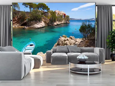 Produktbild von Vlies Fototapete Landschaft 400x280 cm Tapeten Wandtapete XXL Natur Bäume Steine c-B-0038-a-a