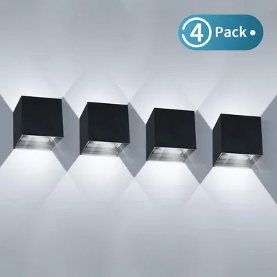 Produktbild von 4 balenia 12W LED nástenných svietidiel vnútorné/vonkajšie nástenné svietidlo hore a dole nastaviteľný svetelný lúč 2700-3000K studená biela