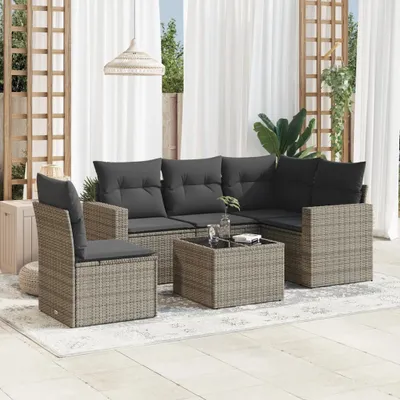 Produktbild von Möbel 6-tlg. Garten-Sofagarnitur mit Kissen Grau Poly Rattan 2024