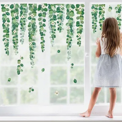 Produktbild von Grüne Pflanzen Fensterdekor Sticker Blätter