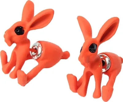 Produktbild von 3D Hasen Bunny Ohrstecker Front Back Ohrringe Orange