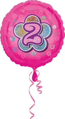 Produktbild von amscan ZAHL 2 ROSA BLUMEN FOLIENBALLON FOLIENBALLON