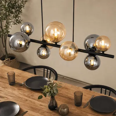Produktbild von ZMH Pendelleuchte Esstisch Hängelampe Glas Esszimmerlampe 10 Flammig Modern Pendellampe Schwarz G9 Vintage Höhenverstellbar für Esszimmer Wohnzimmer