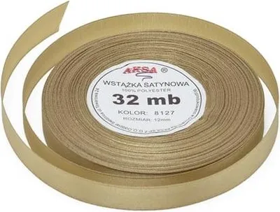 Image de Ruban satiné pour emballer des cadeaux, décoratif, 12 mm, couleur or, 32 m