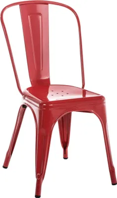 Zdjęcie produktu dla Metalowe krzesło do jadalni, industrialny design, możliwość sztaplowania dla oszczędności miejsca, kolor: czerwony