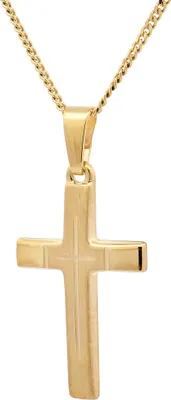 Produktbild von Gold Anhänger Kreuz mit Goldkette massiv 585 - 14 Karat Gold 42 cm