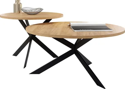 Produktbild von MIRJAN24 Im Set zwei Couchtische Libre, 2er-Set, Beine aus Stahl, Wohnzimmer-Set, Kaffeetisch (Farbe: Eiche Craft Gold)