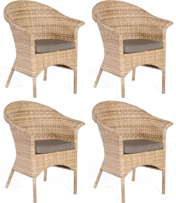 Produktbild von Sonnenpartner 4er-Set Garten-Sessel Cayman Aluminium mit Polyrattan natura-antik Gartenstuhl