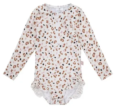 Zdjęcie produktu dla Kostium kąpielowy Swim Essentials Uv Dziewczęcy z rękawami – Khaki – Panterka - 134/140