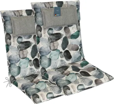 Produktbild von LILENO HOME Gartenstuhl Auflagen als [2er Set - Hochlehner] in Natur Aquarell Türkis - bequeme Liegen als Sitzauflagen für Gartenmöbel - Stuhlkissen für Gartenstühle und Klappstühle MAR