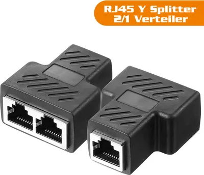Produktbild von CAT 6a LAN Y Splitter 1 auf 2 Verteiler RJ45 Adapter Kupplung Passiv-Splitter für Netzwerkkabel