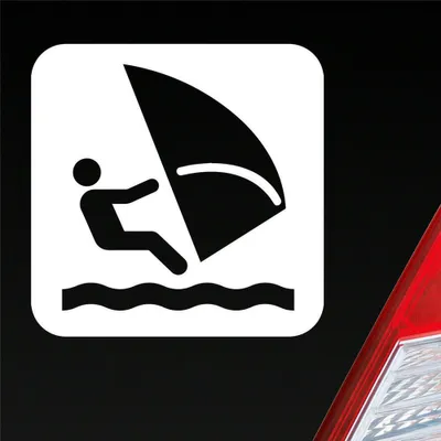 Produktbild von Auto Aufkleber Windsurfer Surfing Wind Surfer Kite Sport 10x10 cm Weiss Matt Sticker Heckscheibenaufkleber
