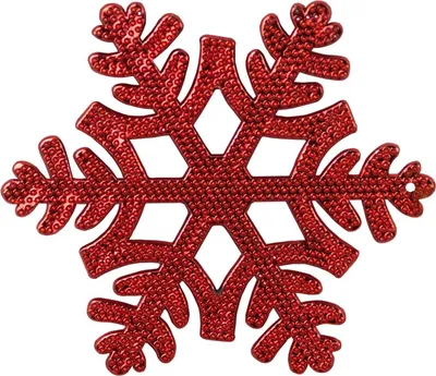 A red snowflake ornament on a white background.