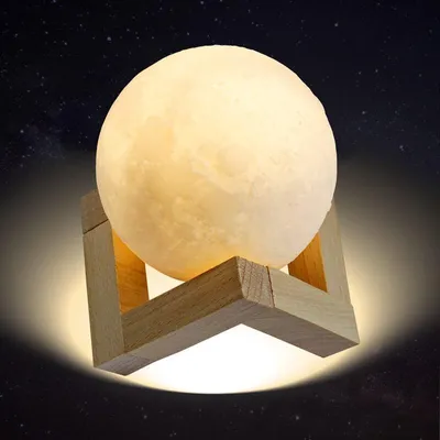Produktbild von Eaxus LED Moonlight mit 3D Mond Printing, dimmbares Nachtlicht mit Touch Sensor für Kinder