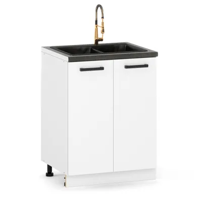 Produktbild von ULWEHOME | Spülenunterschrank 60 cm Weiß matt, Küchenunterschrank mit 2 Türen, Spülenschrank für Küche ohne Spüle und Arbeitsplatte