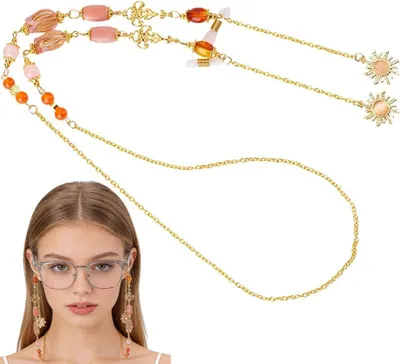 Produktbild von Brillenkette mit goldfarbenen Kristallperlen, 1 Stück, für Damen, Brillenhalter