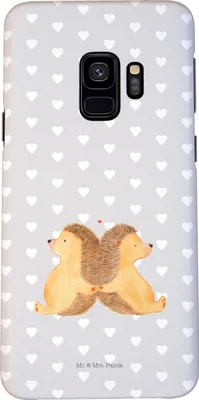 Produktbild von Mr. & Mrs. Panda Samsung Galaxy S9 Handyhülle Igel händchenhaltend - Grau Pastell - Geschenk, Love, Hülle, Verknallt, Cover, Handy Schutzhülle, Case, Verliebt, Freundin