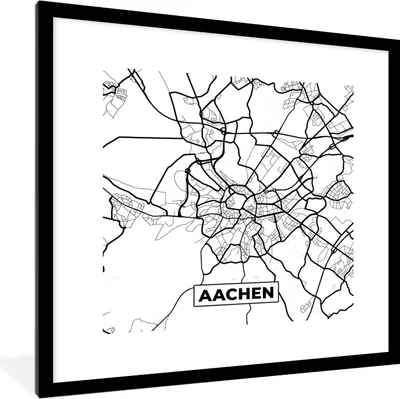 Produktbild von MuchoWow® Gerahmtes Poster Karte - Aachen - Stadtplan 40x40 cm - Poster mit Schwarzem Bilderrahmen Wandposter Rahmen Foto Bilder - Poster - Plakat im Rahmen