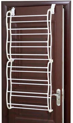 Image de Armoire à chaussures suspendue, 8 niveaux, adaptée pour 24 paires - Armoire à chaussures métallique blanche à fixer à la porte - Système de rangement pour chaussures