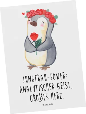 Produktbild von Mr. & Mrs. Panda Postkarte Jungfrau Astrologie - Weiß - Geschenk, Ansichtskarten, Postkarten, Sternzeichen, Ansichtskarte, bildkarte, Grußkarte, Geburtstagsgeschenk