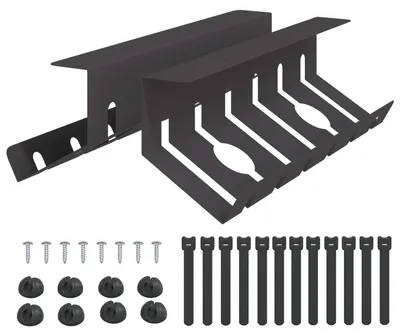 Image de vidaXL Plateau de rangement pour câbles à placer sous le bureau, lot de 2, noir