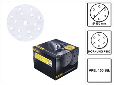 Produktbild von Mirka BASECUT Schleifscheiben 150 mm P180 100 Stk. ( 2261109918 ) Grip 15 Loch