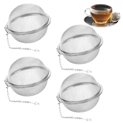 Teesieb 4er-Set, 4,5 cm, Edelstahl, Teeei mit Kette