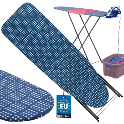 Image de Table à repasser KOTARBAU® Table à repasser réglable 104 x 30 cm avec support pour fer à repasser Housse de protection Motifs carrés bleus