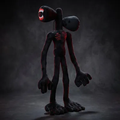 Produktbild von Sirenhead Plüsch Figur Kuscheltier Anime Horror Cartoon Stofftier Kinder Geschenk Schwarz Weiß Rot - Farbe: Schwarz