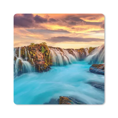 Produktbild von MuchoWow® Mauspad Mousepad Wasserfall - Landschaft - Wolken - Natur 20x20 cm - Mousepads - Maus Mat - Pad - Mausunterlage - Desk Mat - Bureauartikeln