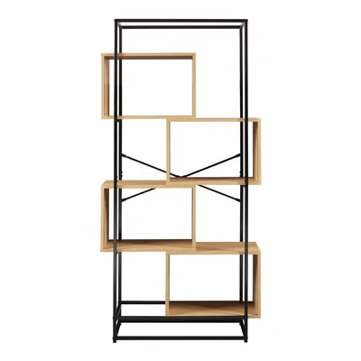 Produktbild von Bücherregal 'Rennebu' 160x80x33 cm 4 Fächer Schwarz/Eiche