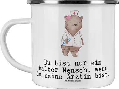 Produktbild von Mr. & Mrs. Panda Teetasse Ärztin Herz - Weiß - Geschenk, Campingtasse, Pott, becher emaille, Teebecher, Arztpraxis, Tasse, Danke, Witzig, Krankenhaus, Doktortitel, Spruch