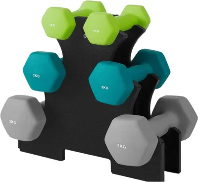 Immagine prodotto di Set da halter da 3 pezzi – pesi manuali – pesi per fitness – da 1 kg a 3 kg