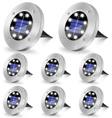 Solarleuchten für Außen, kaltweiß, 8 LEDs, 8 Stück