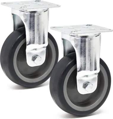 Produktbild von Wiltec Bockrollen Set 2x Transportrolle Ø75mm mit Kunststoffrad und Anbauplatte bis 75kg leiser Lauf Dämpfung Apparaterolle Möbelrolle