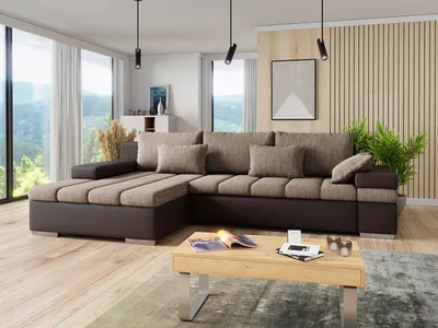 Produktbild von MIRJAN24 Ecksofa Bangkok, Stilvoll L-Form Sofa mit Schlaffunktion und Bettkasten, Wohnlandschaft (Seite: Links, Soft 066 + Lawa 02)