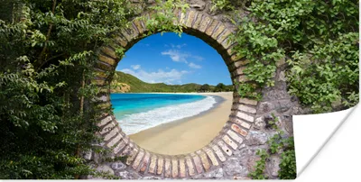 Produktbild von MuchoWow® Poster Strand - Meer - Blick 40x20 cm - Poster für die Wand - Poster Schlafzimmer