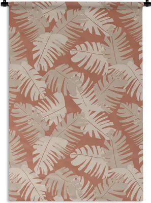 Produktbild von MuchoWow® Wandteppich Wandbehang Sommer - Blätter - Braun - Muster 90x135 cm Tapisserie Dekoration Wandtuch - Baumwolle - Wandskulptur