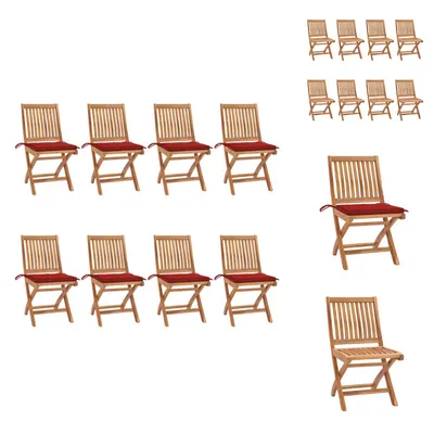 Produktbild von vidaXL Klappbare Gartenstühle mit Kissen 8 Stk. Massivholz Teak -  Gartenstühle