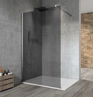 Produktbild von Gelco VARIO CHROME Dusch-Glasteil, Wandmontage, graues Glas, 1200 mm