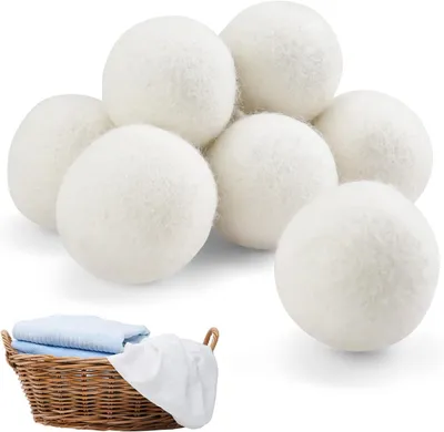 Produktbild von Trocknerbälle aus Naturwolle, 6er-Packung, 3 cm, wiederverwendbar, schnelltrocknend, beschleunigt das Wäschetrocknen.