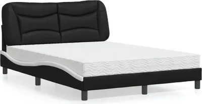 Produktbild von vidaXL Bett mit Matratze "Hvar" Schwarz und Weiß 120x200 cm Kunstleder