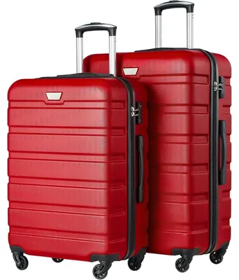 Obrázok produktu pre Sada dvoch kufríkov s pevnou škrupinou, typ "trolley", červenej farby Spinell, vrátane zámku TSA a s 4 kolieskami, veľkosti M a L