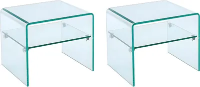 Produktbild von Set aus 2 Nachttischen - 1 Ablage - Gehärtetes Glas - STILEOS