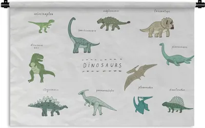 Produktbild von MuchoWow® Wandteppich Wandbehang Kinderzimmer - Farben - Dinosaurier - Junge - Mädchen - Kind 90x60 cm Tapisserie Dekoration Wandtuch - Wandskulpturen - Bildteppich