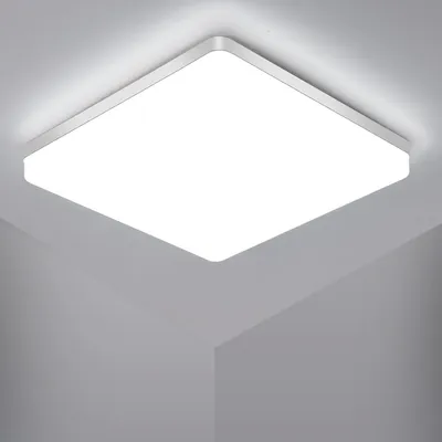 Immagine prodotto di Lampada da soffitto LED Osairous, diametro 30 cm, 48W, plafoniera quadrata piatta, grado di protezione IP44 (resistente all'acqua), luce bianca 6500K, ideale per soggiorno, camera da letto, bagno, cucina, corridoio. Dimensioni: quadrata, 30 cm, 48W