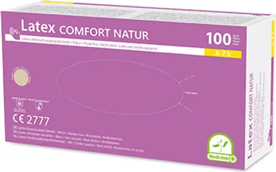 Produktbild von "Medi-Inn® PS" Handschuhe, Latex puderfrei "Comfort" weiss - natur Größe S