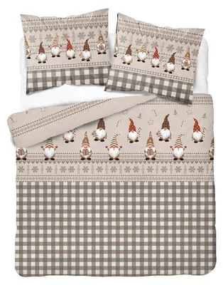 Obrázek produktu pro Ložní prádlo, flanelové ložní prádlo, teplé, vhodné na zimu, rozměr 200x220, vánoční motiv "Skřítci", Obrázek vytvořený pomocí AI