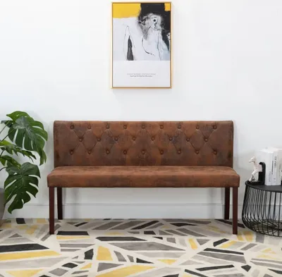 Image de The Living Store Banc 148,5 cm brun aspect daim